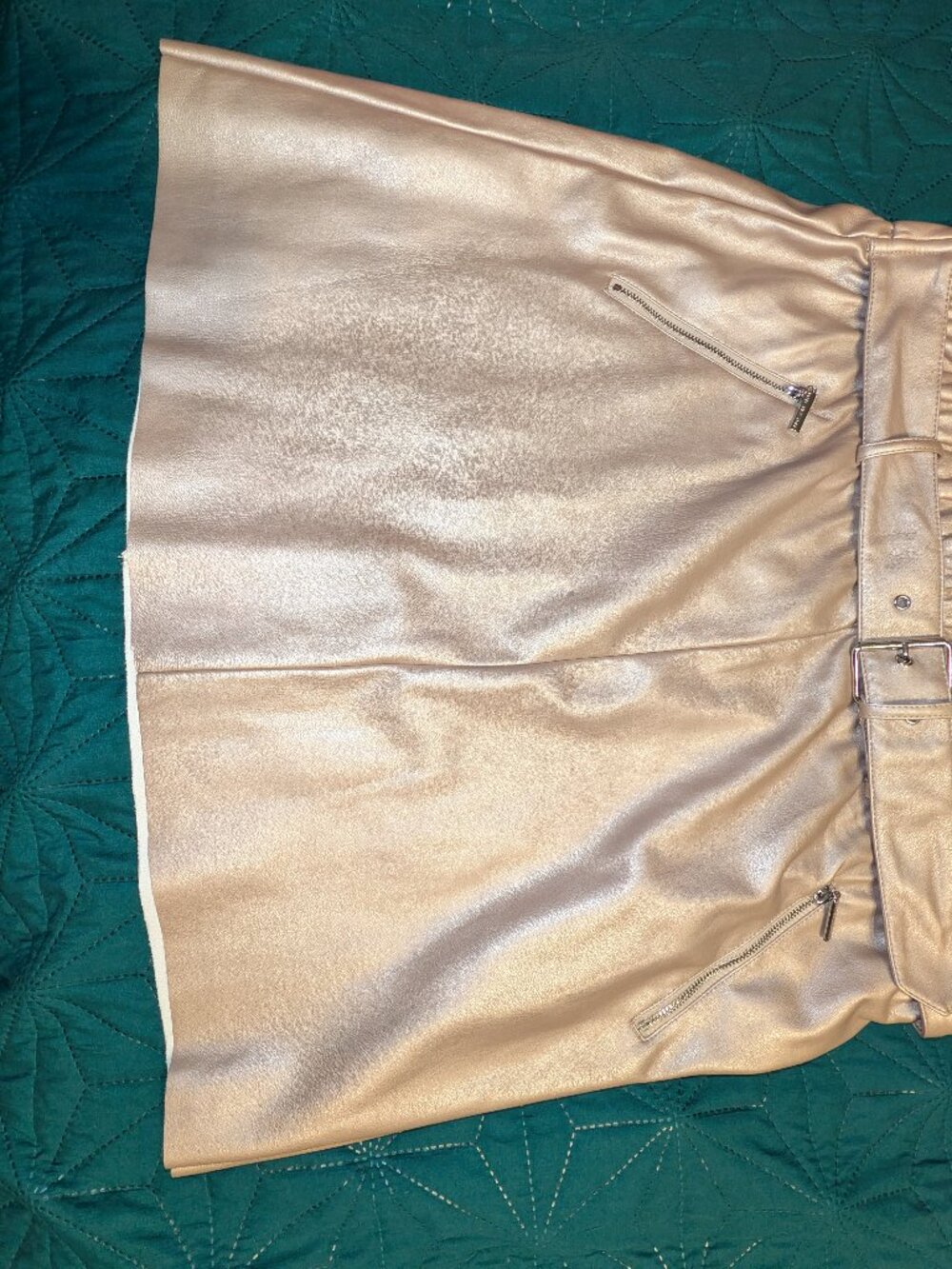 Marc New York Cream Faux Leather Skirt with Belt